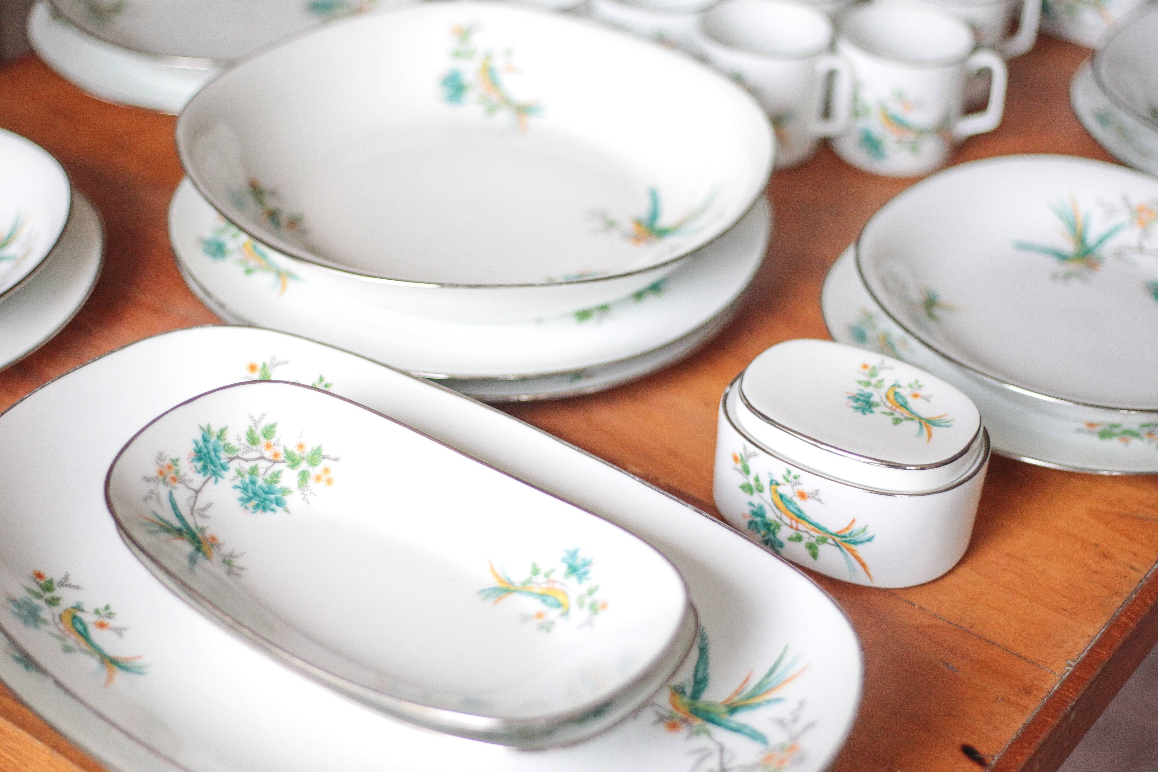 Limoges porcelain table service J.R.S Paradise bird, decor