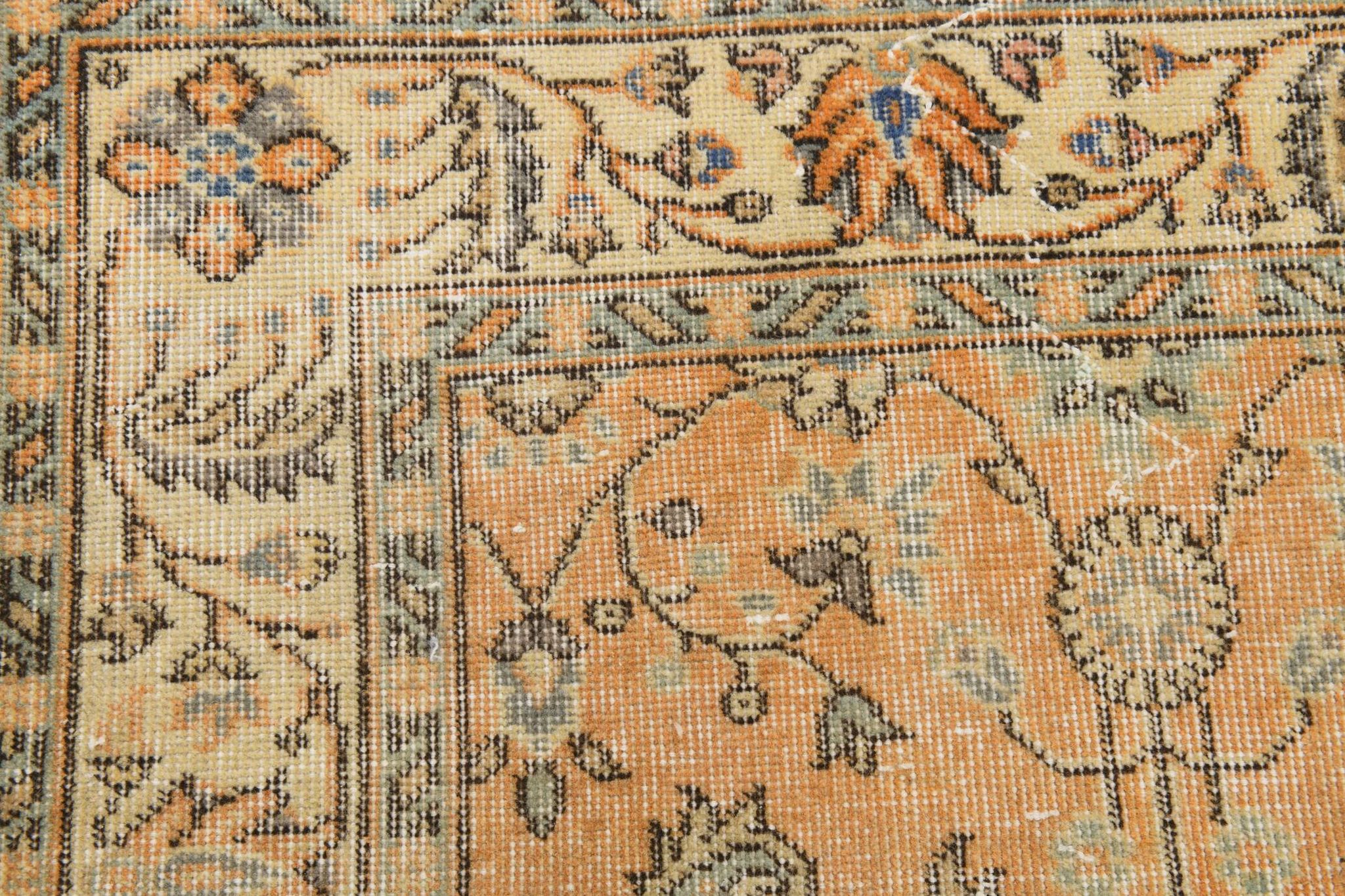 5x9 Vintage Orange Floral Turkish Area Rug, 160x271Cm