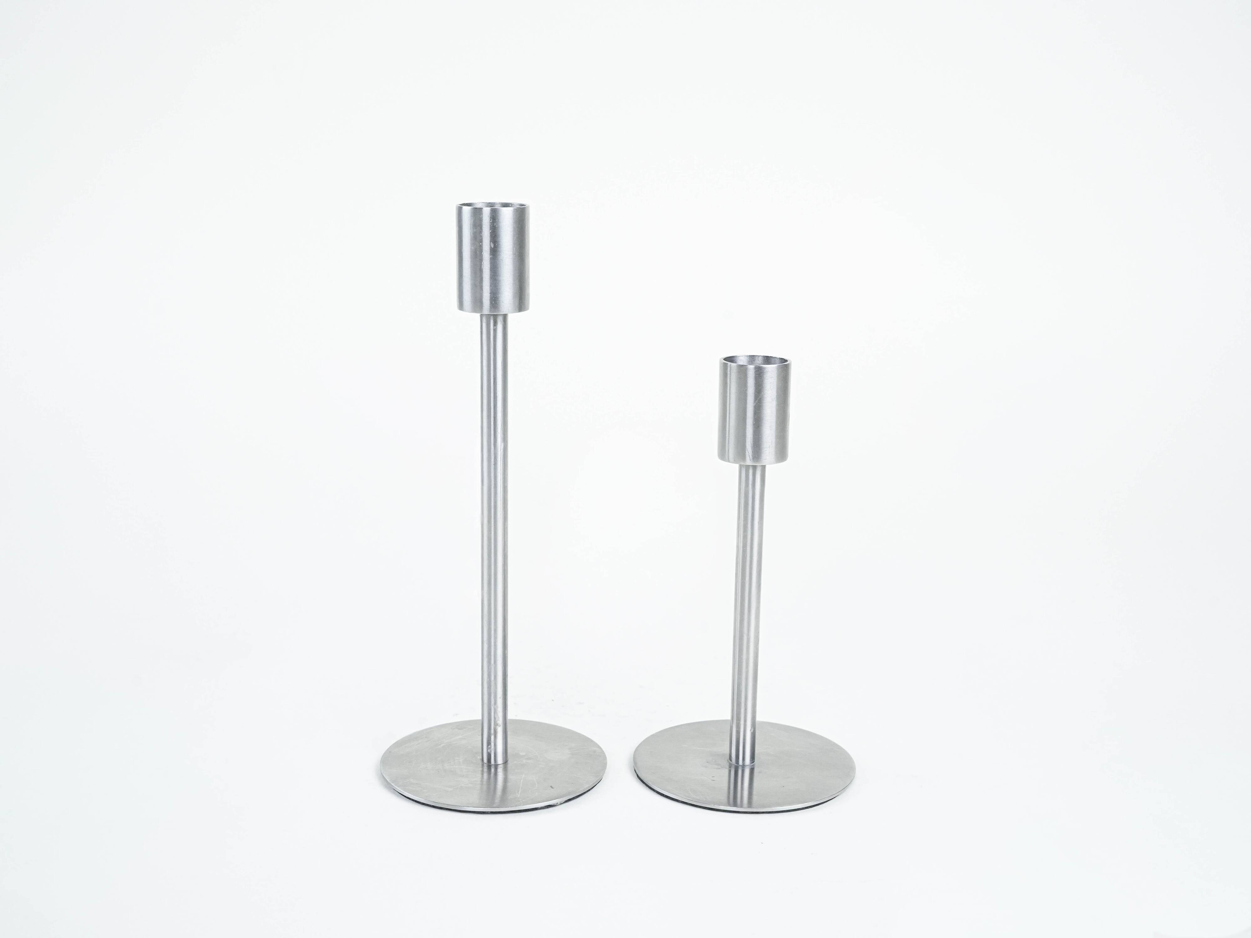 Ensemble de candélabres en métal, design danois, années 1970, fabriqué au Danemark.