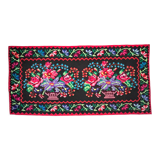 Vintage Romanian handwoven carpet with floral colorful design