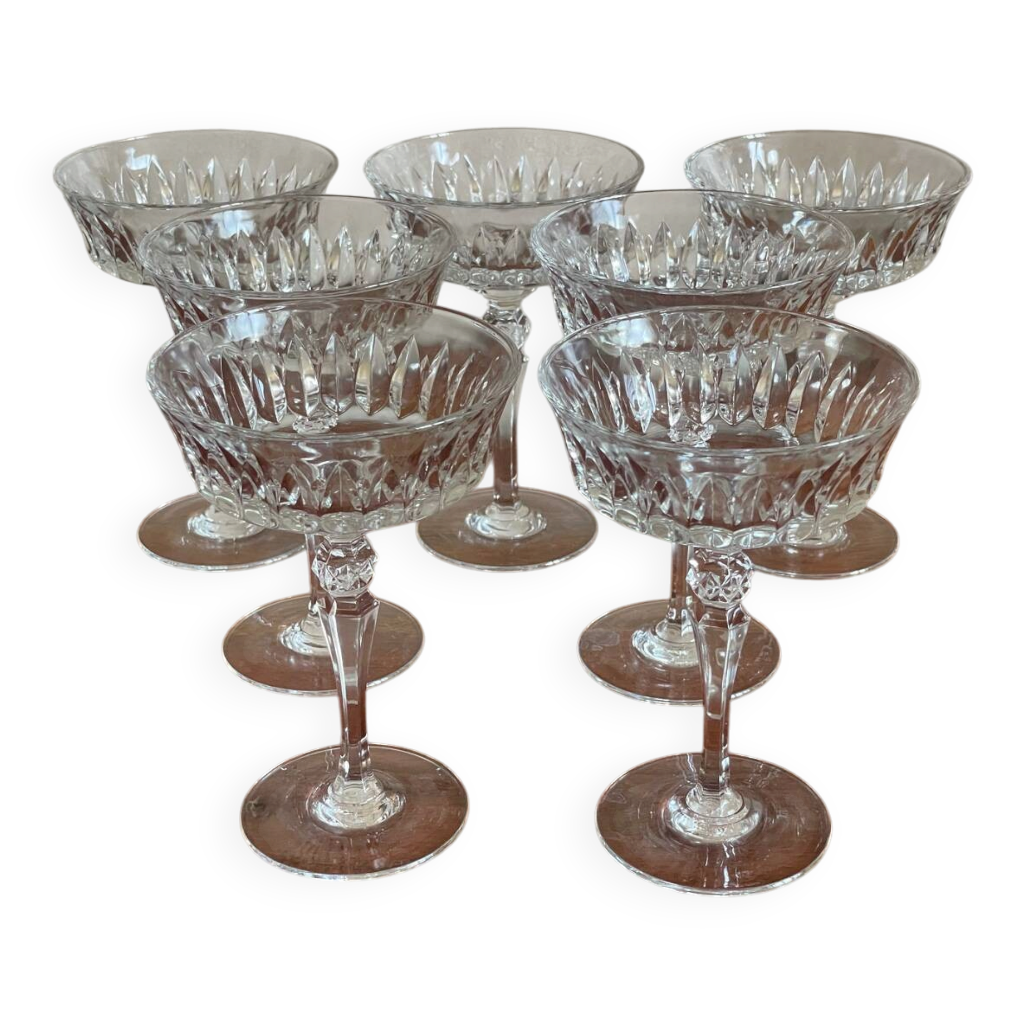 7 crystal champagne coupes from Arques