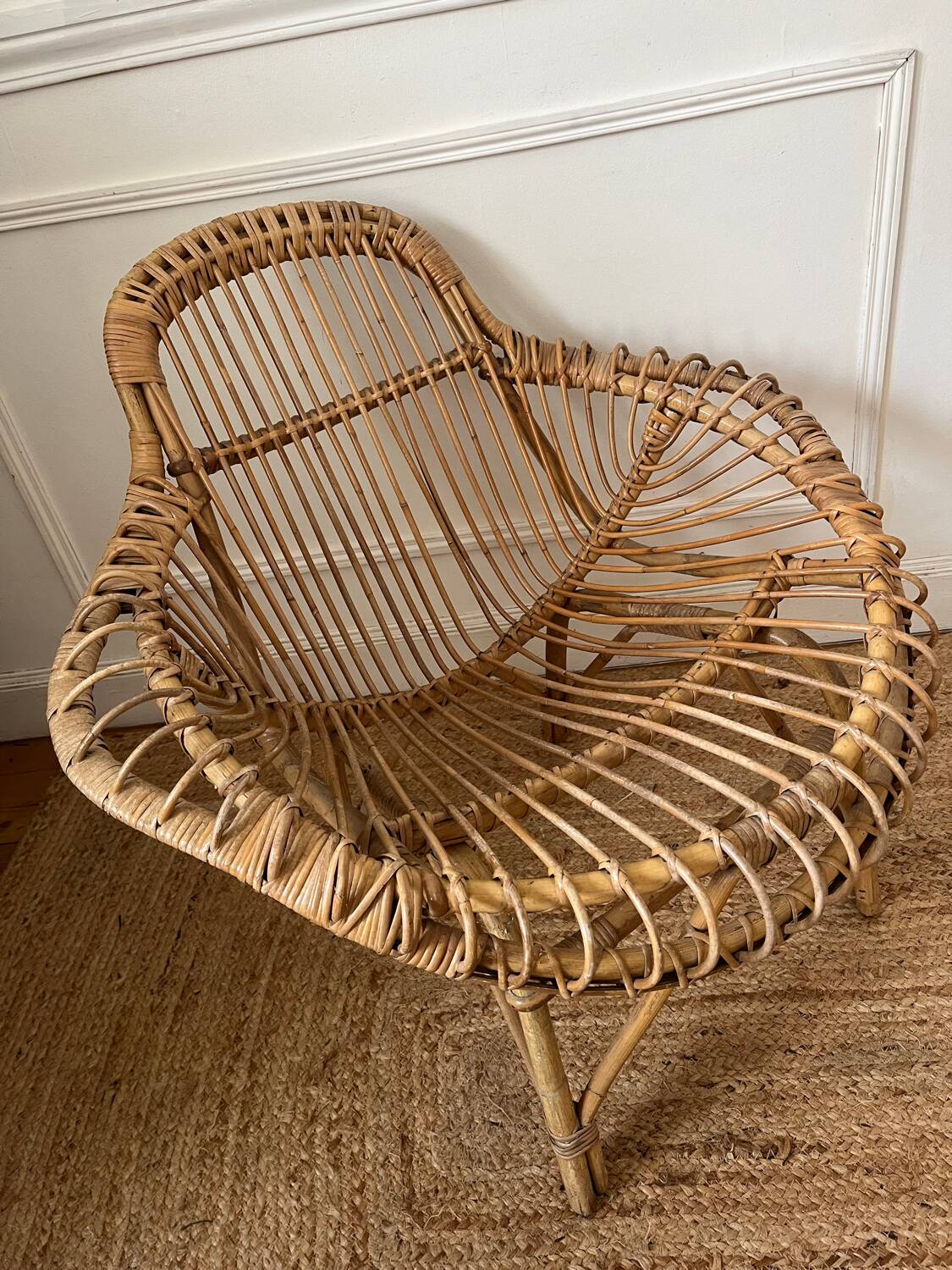 Fauteuil en rotin vintage