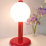 Mushroom lamp in lacquered steel and opaline, bubble gum, space age, 1970
