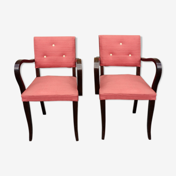 Pair of pink bridge armchairs