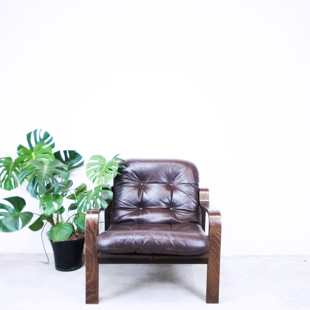 Armchair brown leather, 1970