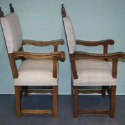 Victorian Armchairs with Carved Wood Details, Set of 2