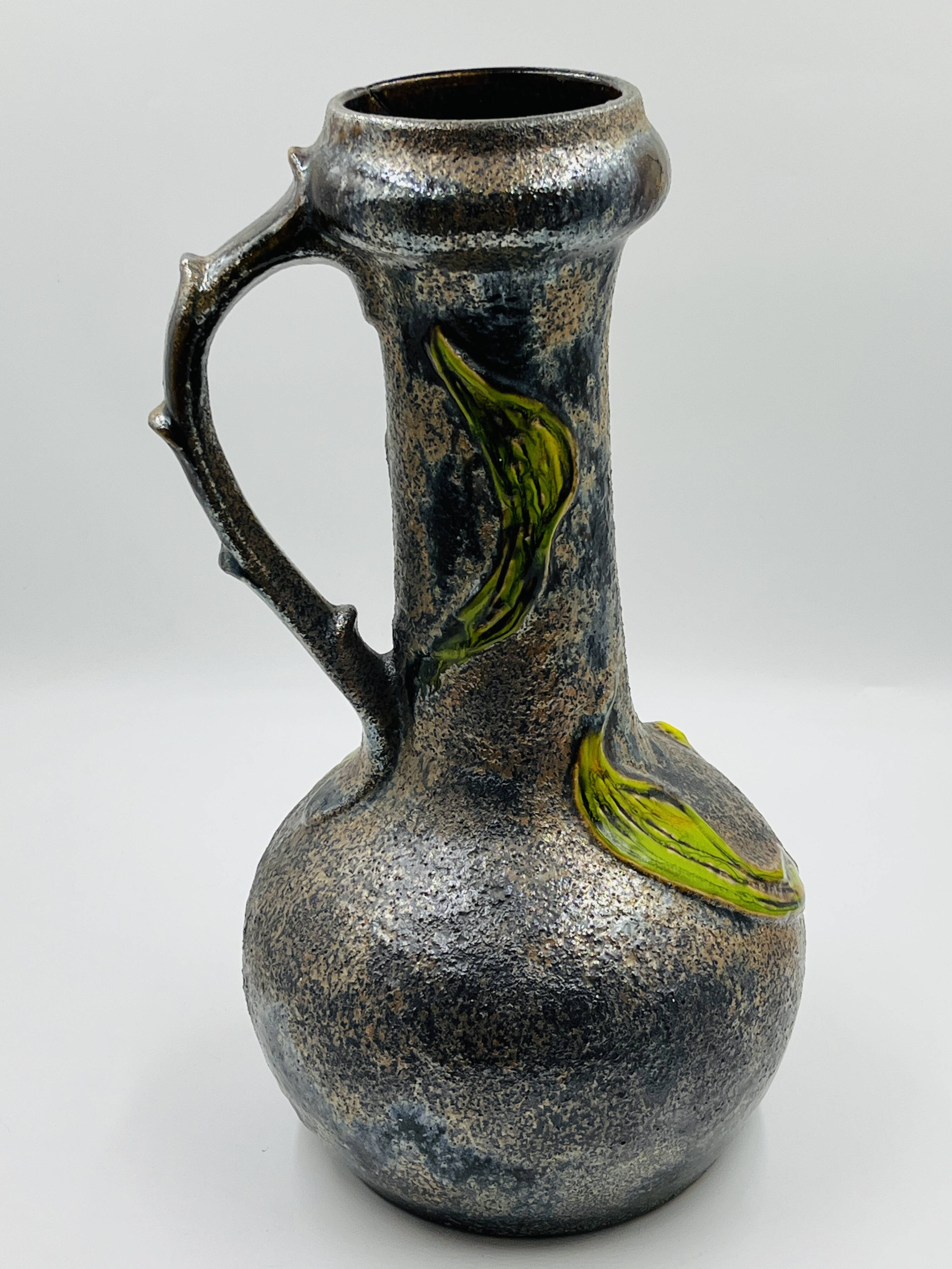 Large vintage floral relief vase
