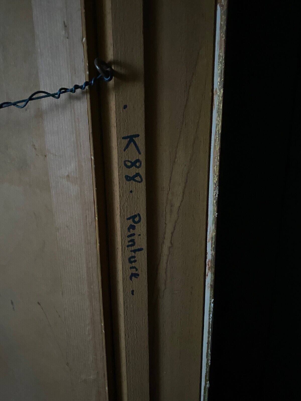 Oil on panel by Mick depicting a street at night 1965