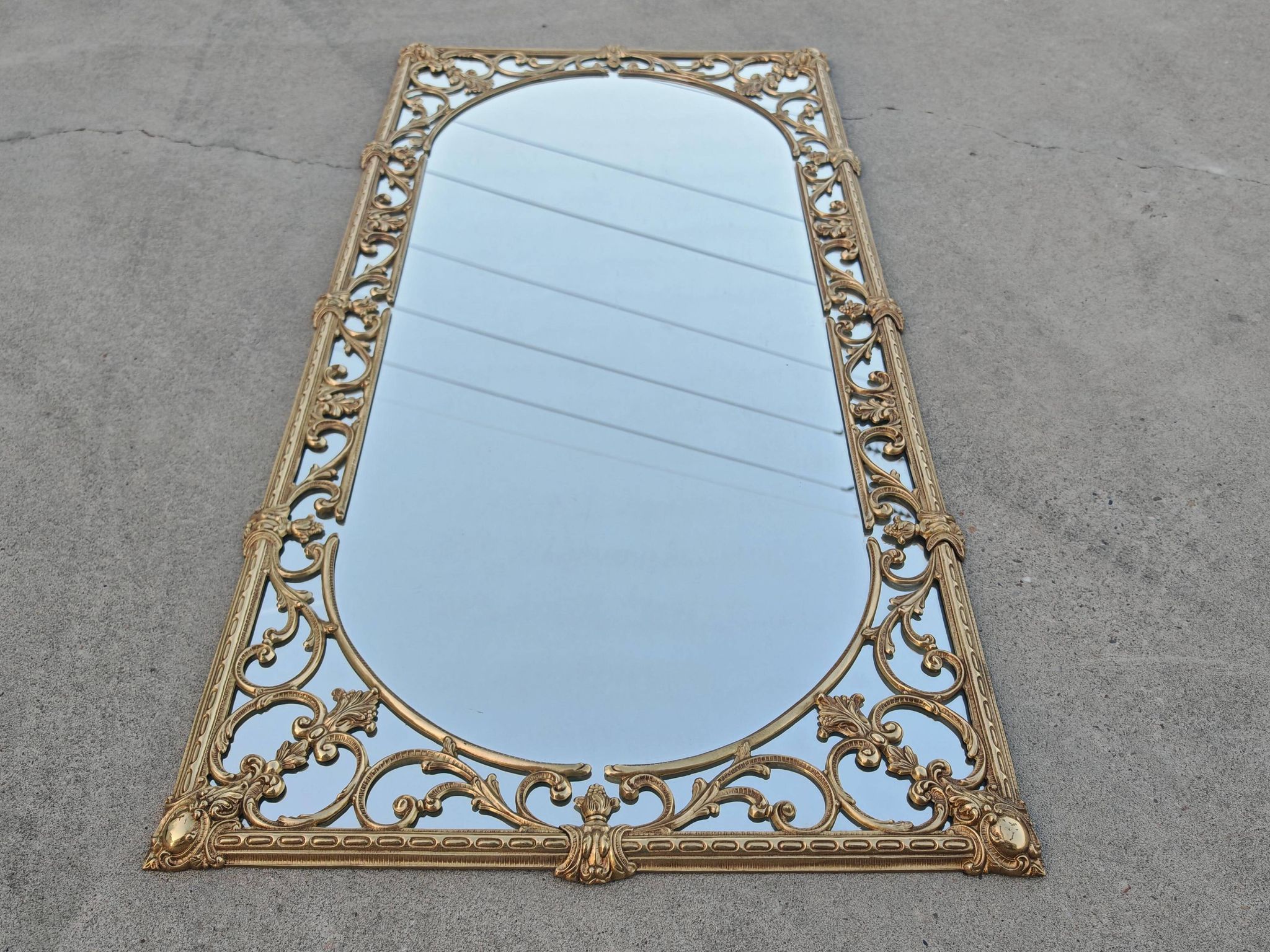 Hollywood Regency Wall Mirror in Brass, Neoclassical Style, 1950s