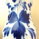 Carafe, antique jug, porcelain with stylised cobalt blue decorations, Art Deco.