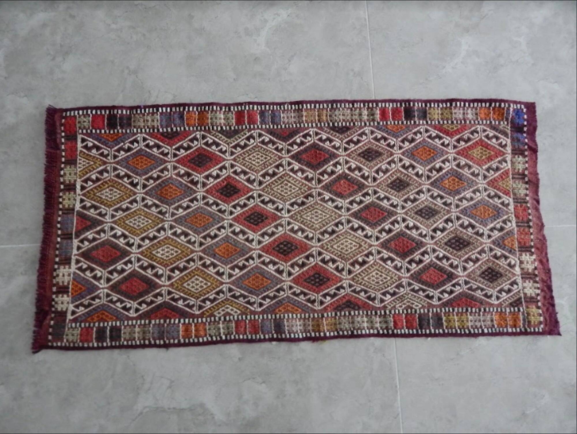 Vintage Turkish kilim handwoven 51x104 cm