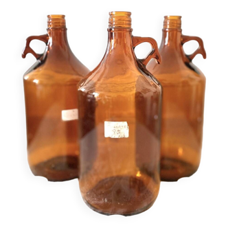 Bonbonnes à anse bouteilles de laboratoire en verre ambré marque Prolabo 3L