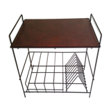Table en métal noir mat range-vinyles vintage