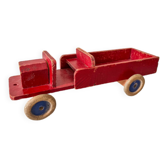 Red wooden flatbed truck. 1930s-40s