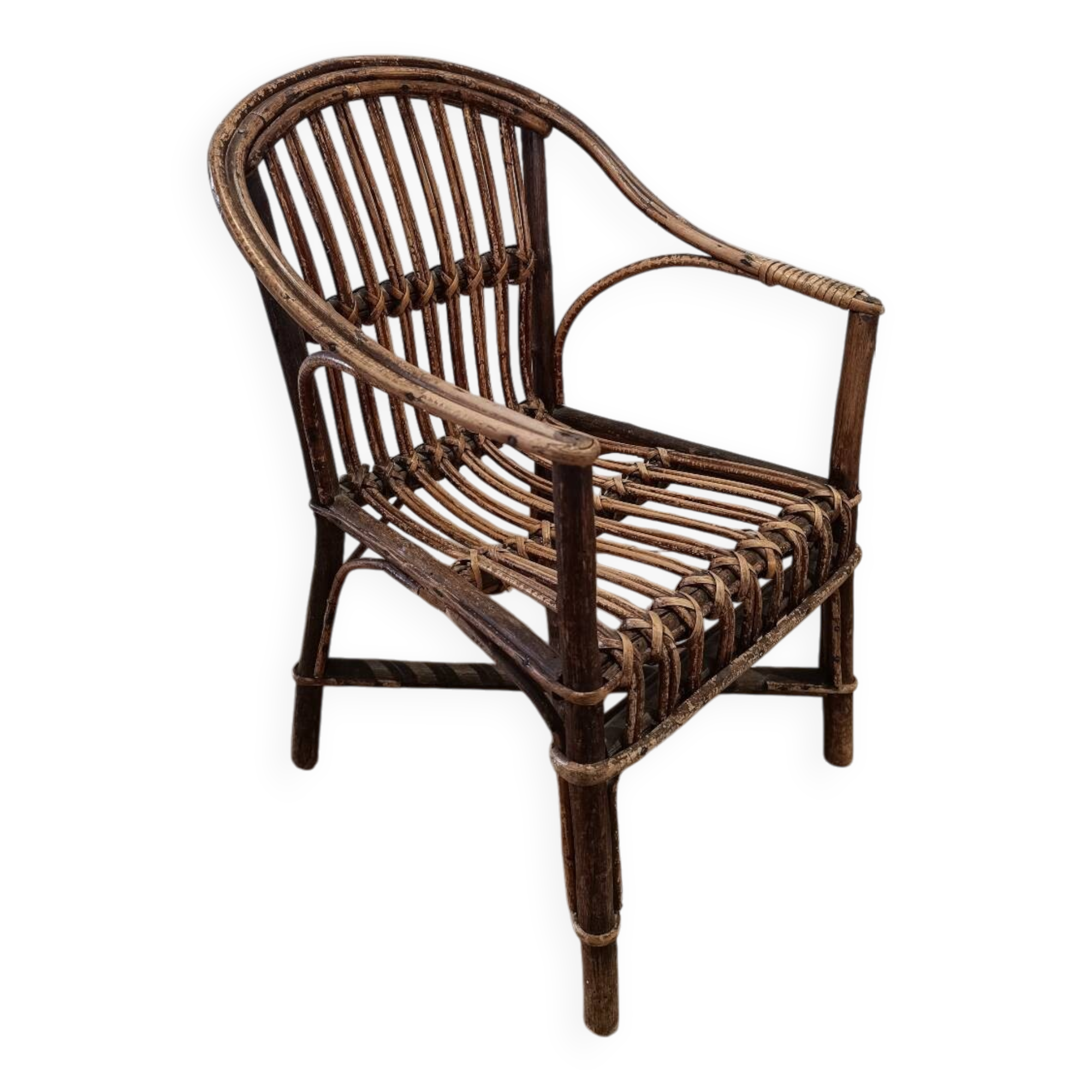 Vintage rattan armchair for children