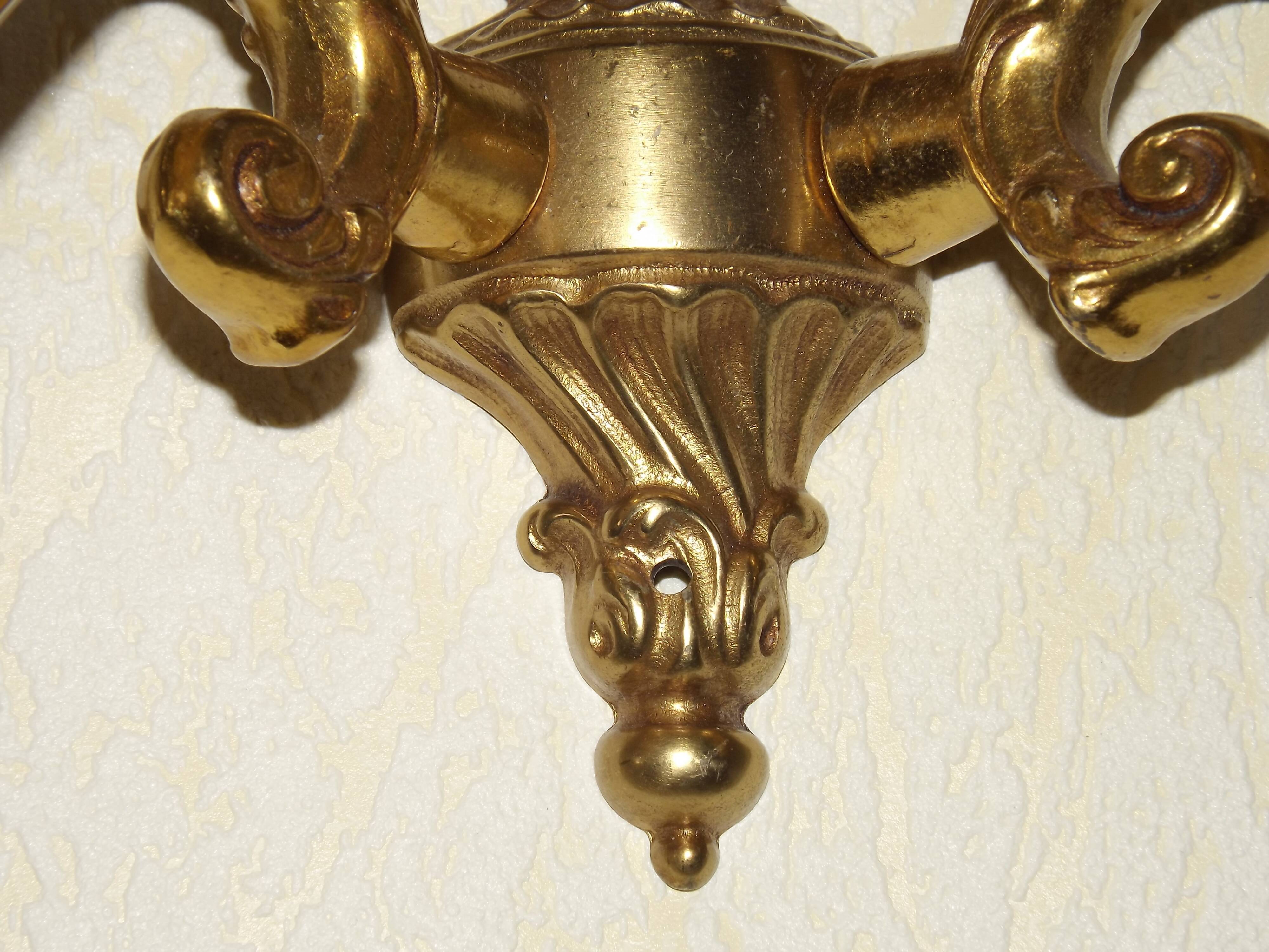 Pair of double wall sconces in bronze in traditional mid-century French style 5163