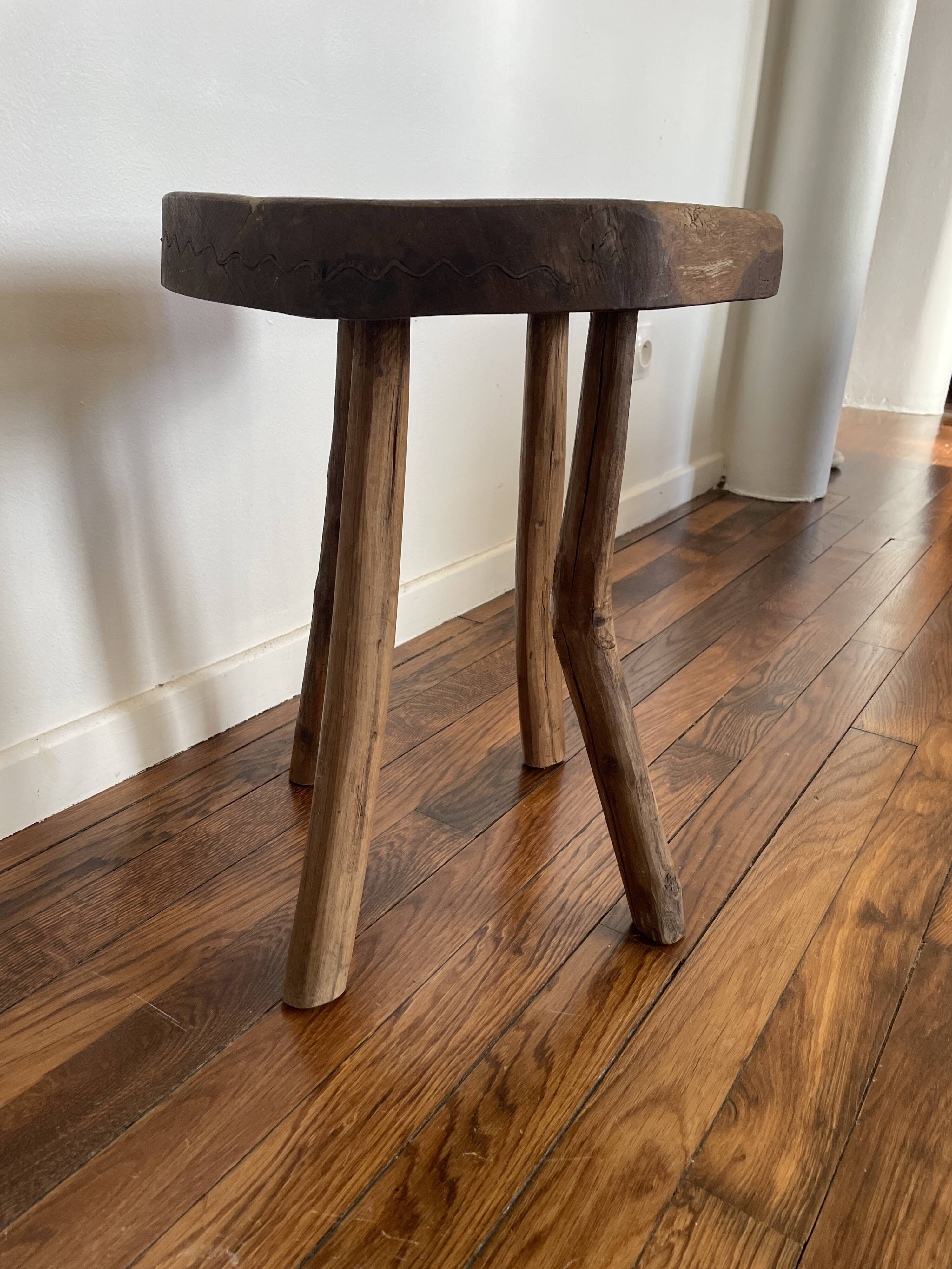 Brutalist Wooden Stool