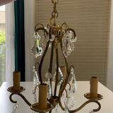 Bronze chandelier with cut plates 4 arms
