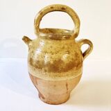 Antique Provençal jug / goat in yellow enamelled stoneware