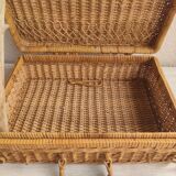 Wicker and vintage rattan suitcase
