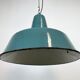 Lampe d'usine industrielle en émail vert, années 1960