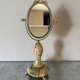 Miroir de table vintage en onyx vert et laiton doré