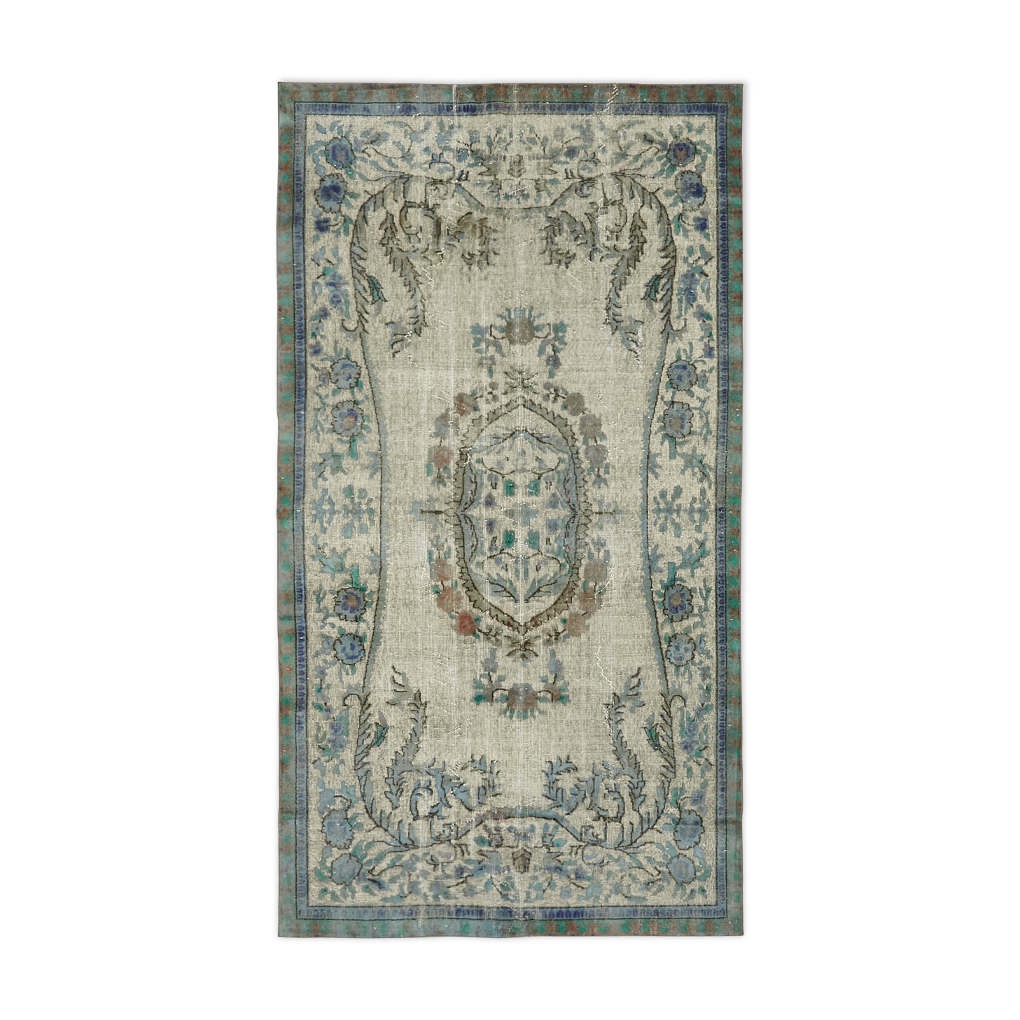 Handmade contemporary oriental 1970s 161 cm x 291 cm blue carpet