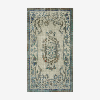 Handmade contemporary oriental 1970s 161 cm x 291 cm blue carpet