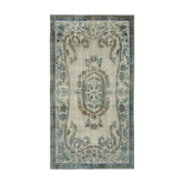 Tapis bleu oriental des années 1970 fait à la main 161 cm x 291 cm