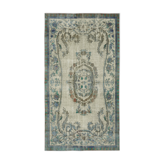 Handmade contemporary oriental 1970s 161 cm x 291 cm blue carpet