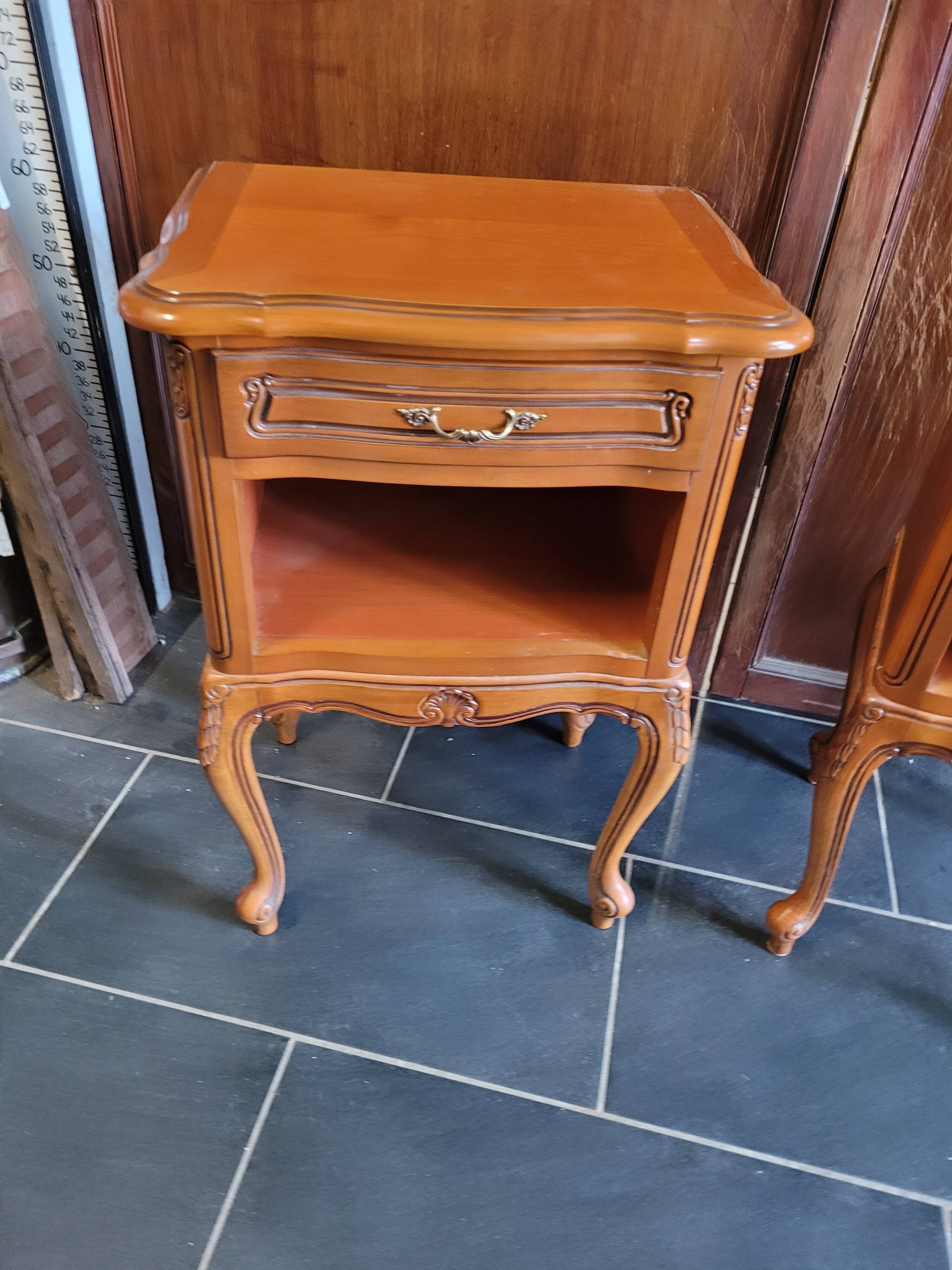 Pair of Louis XV style cherry bedside table