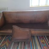Leather sofa/bed