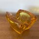 Antique Vintage Orange Yellow Molded Crystal Pocket Ashtray #C268