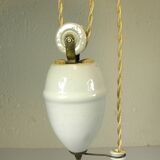 "Rise and fall" pendant light in opaline and porcelain