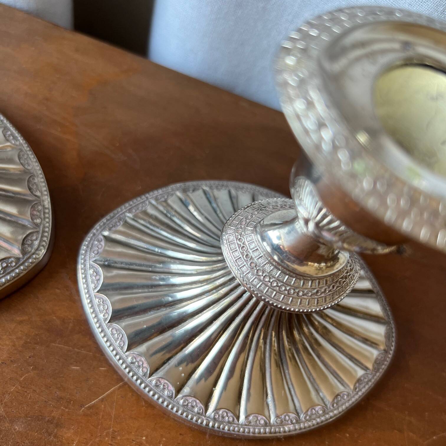 English silver plated candlestick duo "Falstaff"