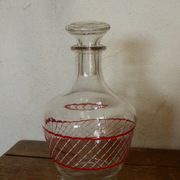 Service a Liqueur consisting of a metal servant, a carafe and 6 small vintage glasses 1950