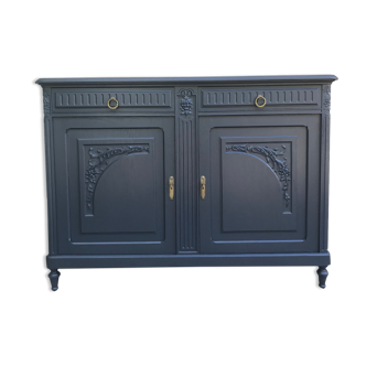 Bahut buffet art déco chene massif gris vintage
