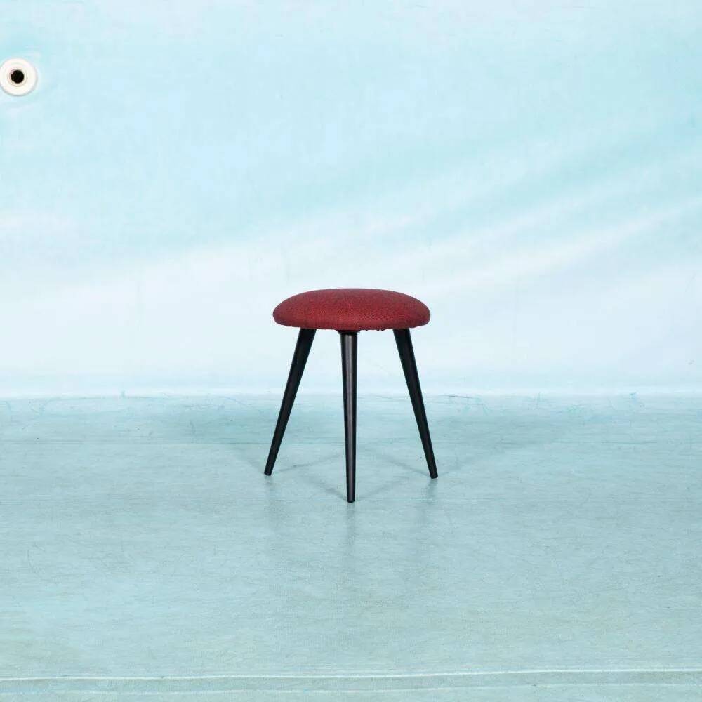Vintage 1960s stool with new Ploeg fabric, piano.