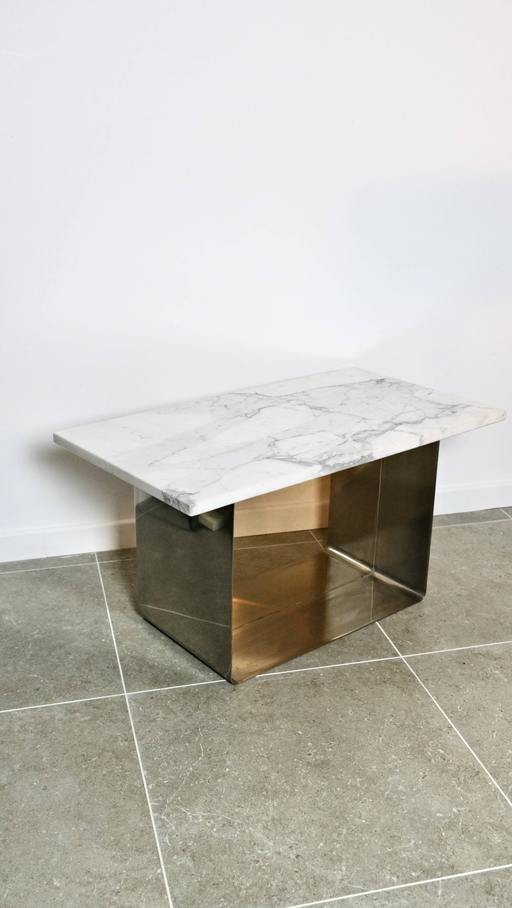 70s marble and aluminum coffee table