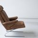 Vintage swing armchair and stool in leather by reinhold adolf for cor, 1970s, set of 2