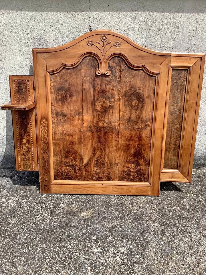 Elm and elm burl headboard - late 19th century