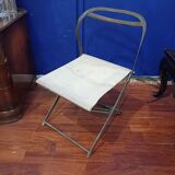 Old garden chair low folding metal fabrics 1900