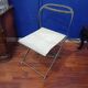 Chaise de jardin ancienne basse pliante métal tissus 1900