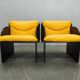 Pair of Italian Space Age Armchairs, Black Lacquer, 1970s