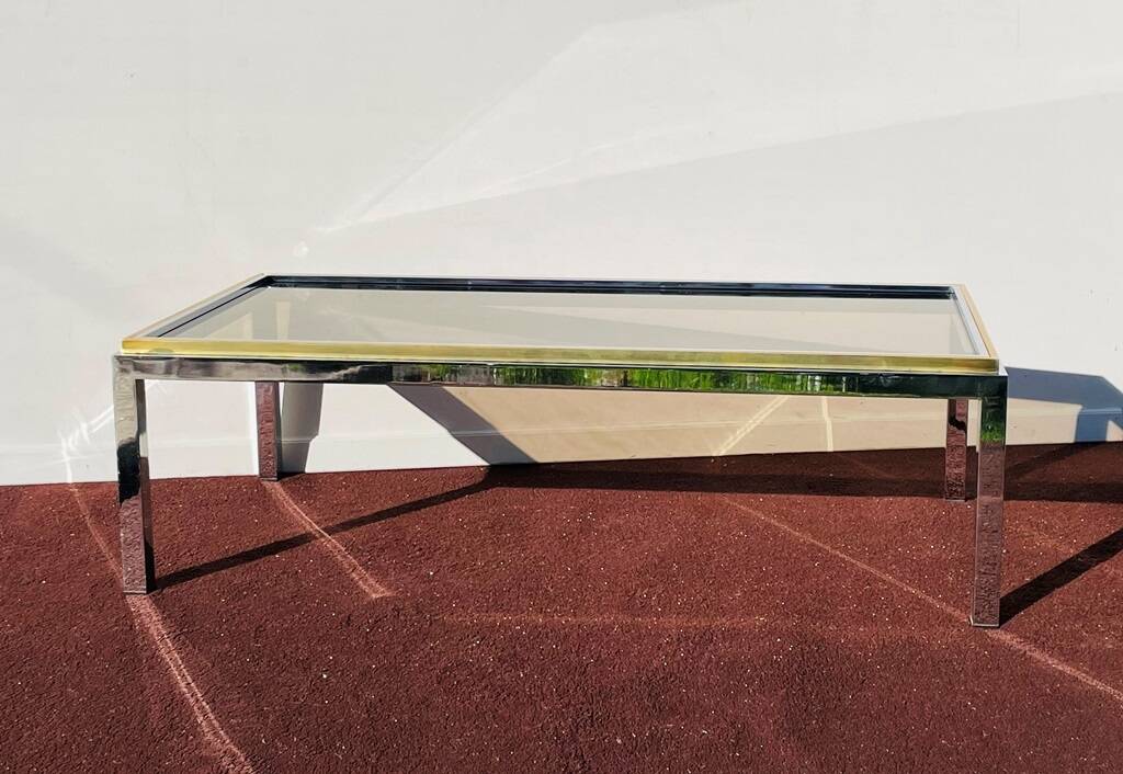 Rectangular coffee table. Flaminia Belgochrom W. Rizzo Vintage 70s