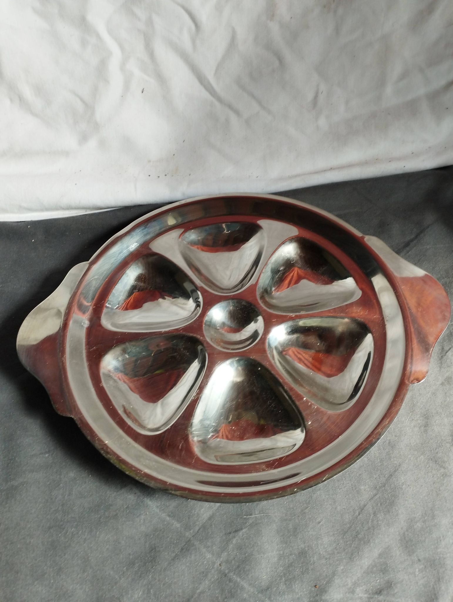assiette à huitres en inox