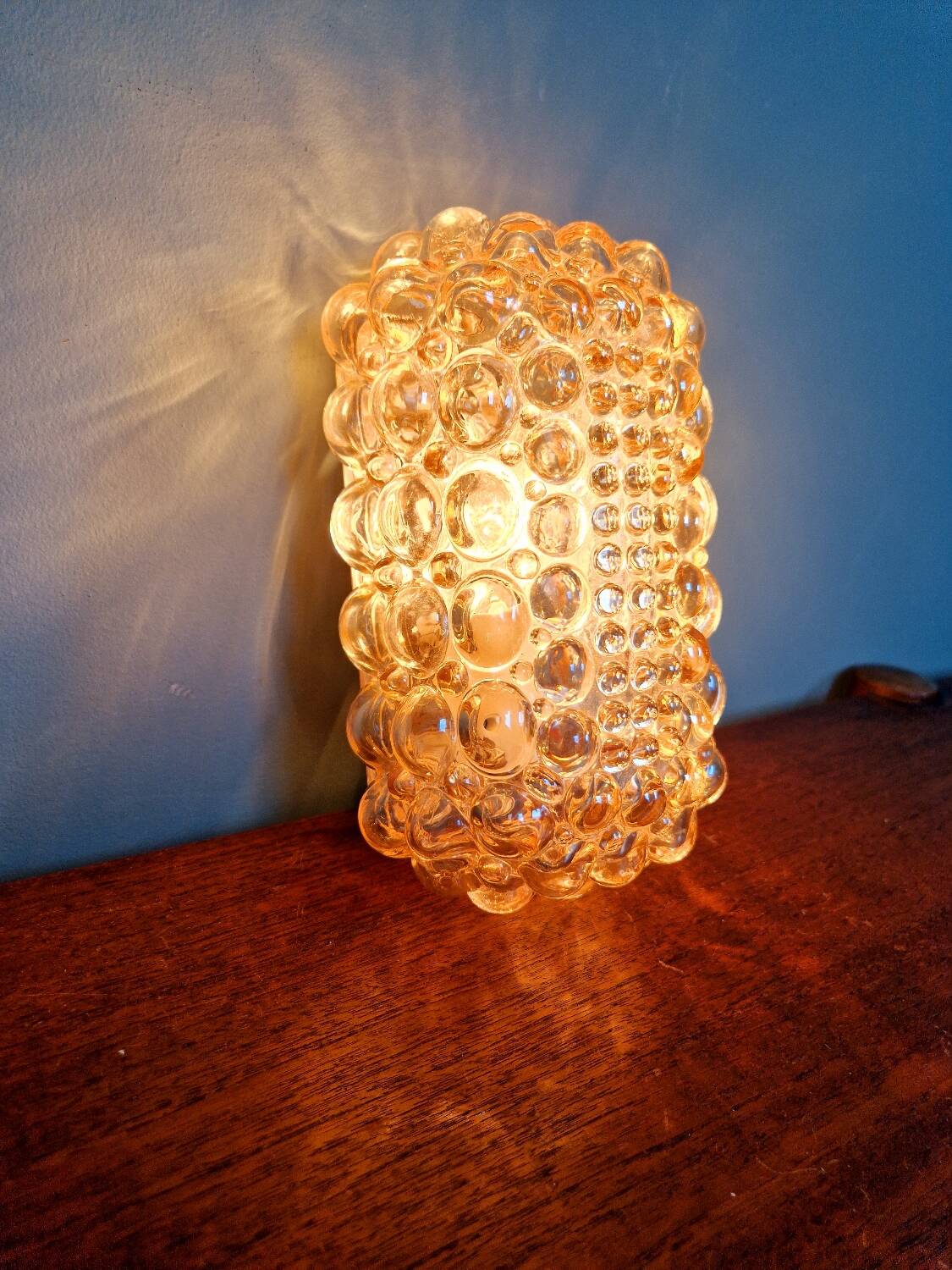 Amber bubble glass wall light, design Helena Tynell, 1970