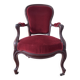 Fauteuil ancien voltaire velour rouge