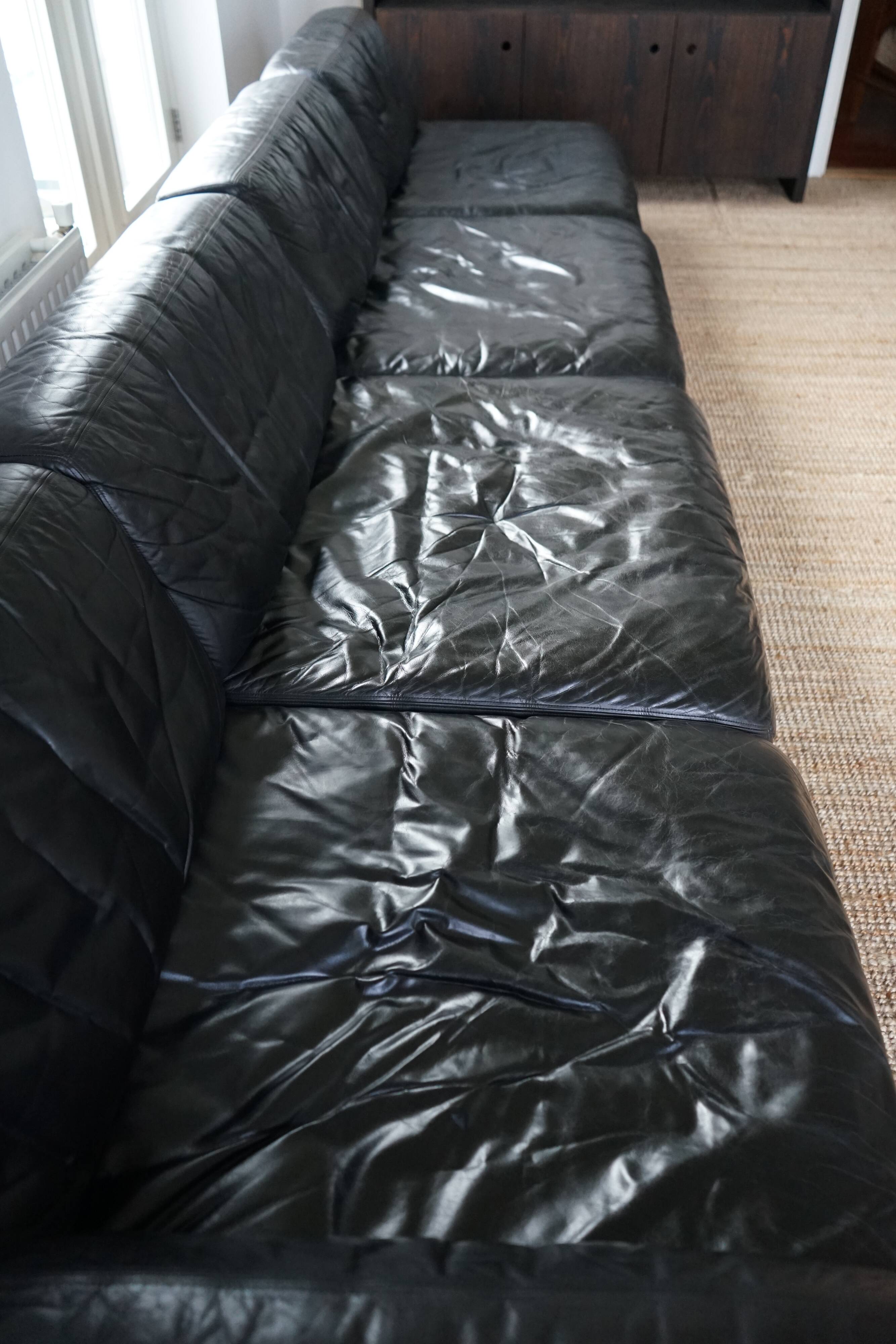 Ensemble Canapé-lit Modulable DS76 en Cuir Noir de De Sede