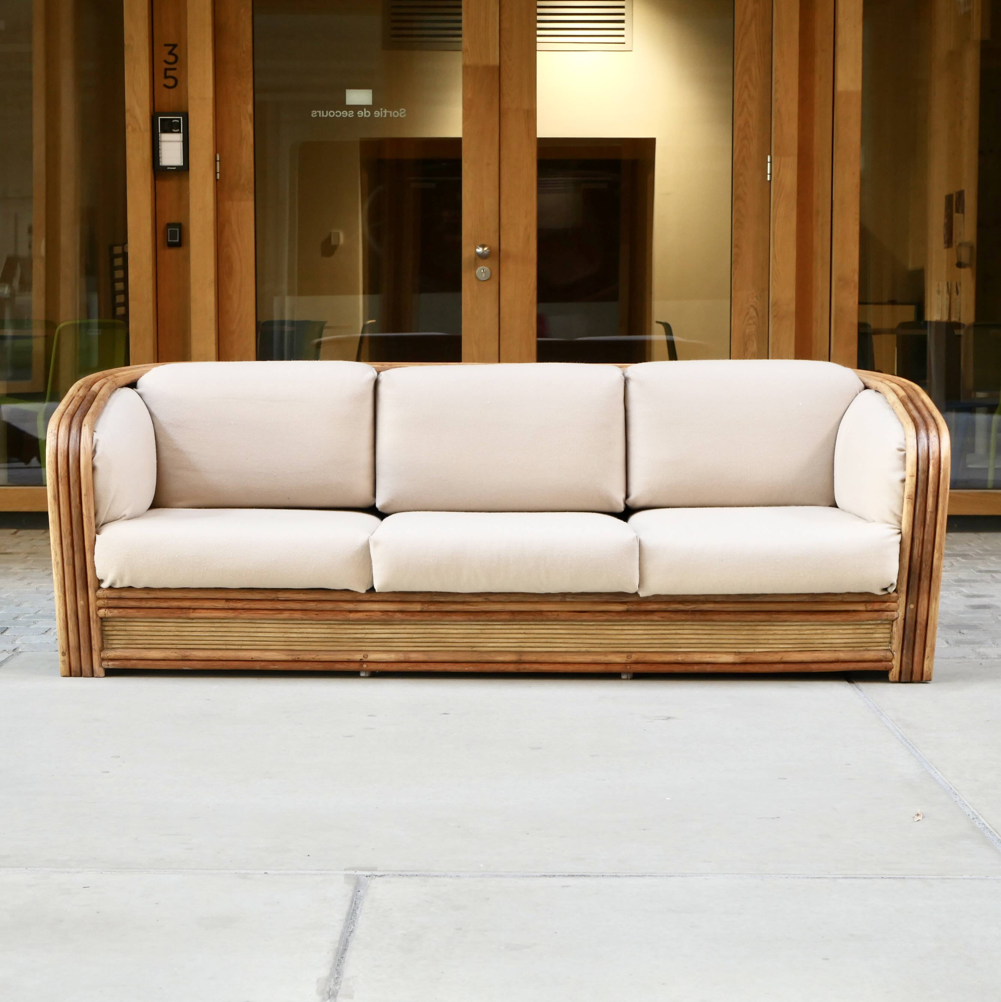Maugrion rattan sofa for Roche Bobois, 1970s